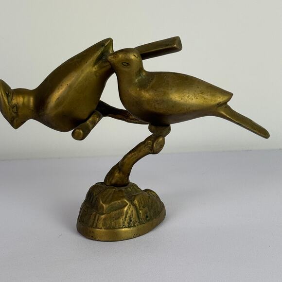 Vintage Brass Lovebird Statue Walmart Collectible Home Decor 4.5 in 1.6 lb - Picture 2 of 15